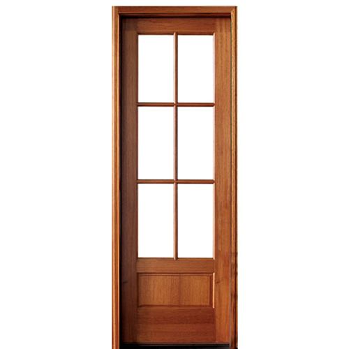 96" 6-Lite TDL Mahogany Single Entry Door with Clear Beveled or Flemish Low-E Glass