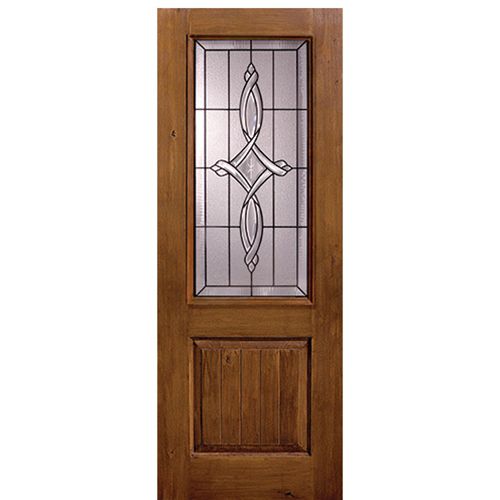 1 Panel 2/3 Lite Marsais, Knotty Alder Wood Grain Fiberglass Entry Door