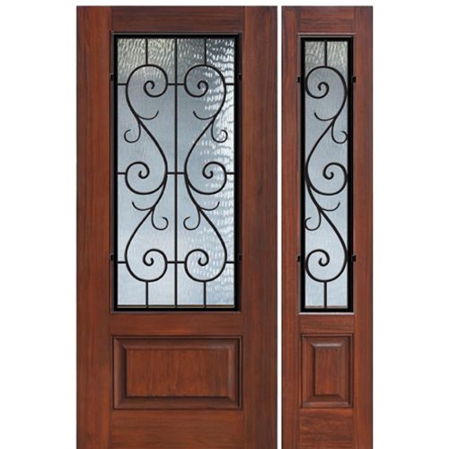 1 Panel 3/4 Lite St Charles Fiberglass Entry Door and Sidelite