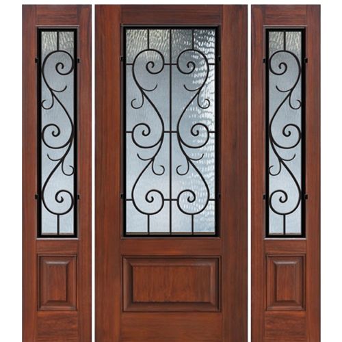 1 Panel 3/4 Lite St Charles Fiberglass Entry Door and Two Sidelites