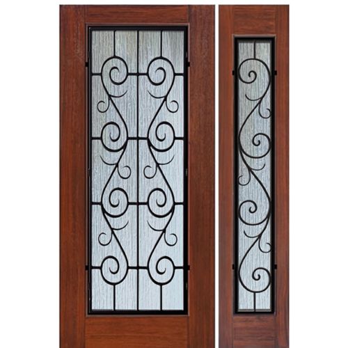 Full Lite St. Charles Design Fiberglass Entry Door with Sidelite