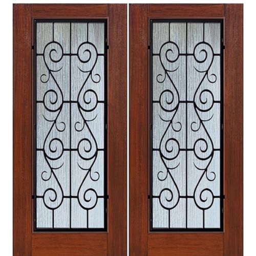 Full Lite St. Charles Design Fiberglass Double Entry Door