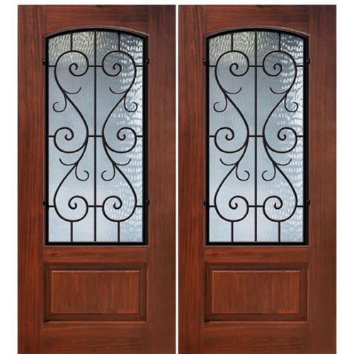 1 Panel Arch Lite St Charles Design Fiberglass Double Entry Door