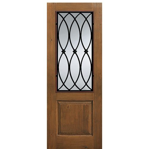 1 Panel 2/3 Lite La Salle, Knotty Alder Wood Grain Fiberglass Entry Door