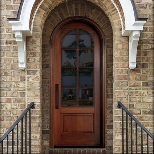 Pinehurst TDL 8LT 8/0 E-01C | Pre-hung 36"x96" Arch Top 8-Lite TDL Mahogany Entry Door