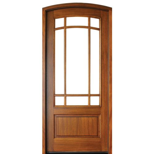 Pre-hung 42"x96"x2-1/4" True Divided Lite 9-Lite Mahogany Eyebrow Radius Door