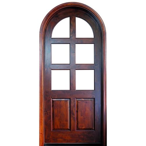 Pre-hung 42"x96"x2-1/4" Knotty Alder 6-Lite TDL Arch Top Entry Door