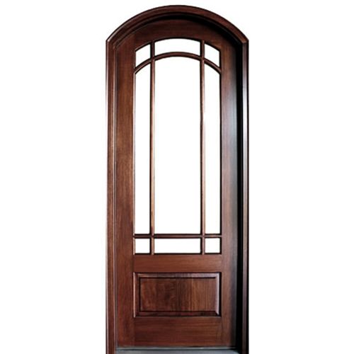 Pre-hung 36"x96" True Divided Lite 9-Lite Mahogany Eyebrow Radius Entry Door