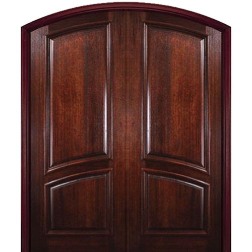 8'-0" Tall Pre-hung Arch Top Arch Panel Mahogany Double Entry Doors