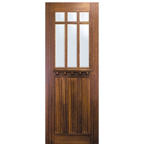 8'-0" Tall Traditional American Craftsman Style 6-Lite Mahogany Entry Door with Clear Glass 