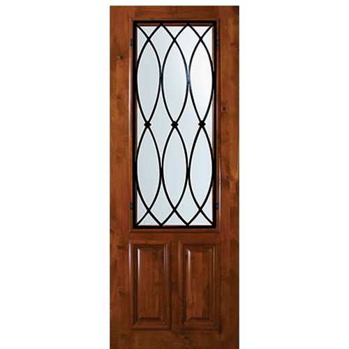 8'-0" Tall Knotty Alder 2/3 Lite Door with La Salle Wrought Iron Grille