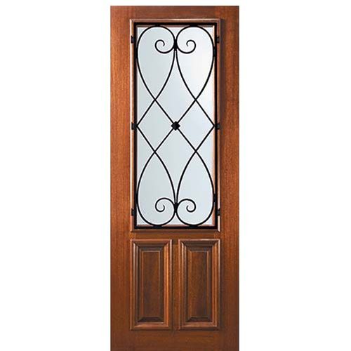 8'-0" Tall Mahogany 2/3 Lite Door with Charleston Wrought Iron Grille