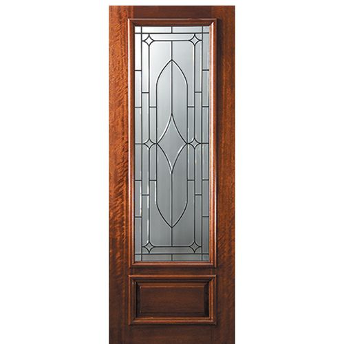 8'-0" 3/4 Lite Mahogany Wood Entry Door with Bourbon Street Decorative Glass