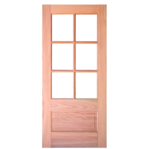 6 Lite 1 Panel Mahogany TDL Door with Insulated, Beveled Glass