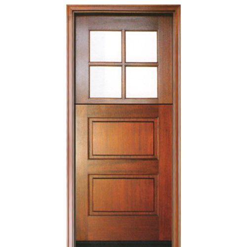 Prehung 6'-8" Tall 4 Lite Square Glass Top Mahogany Dutch Door with 2 Panel Horizontal Bottom Panel