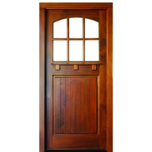 36"x96" Wide Mahogany Craftsman Style True Divided Lite Entry Door with Dentil Shelf