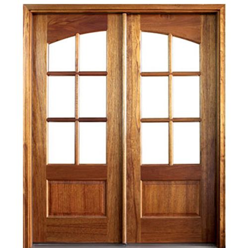 Mahogany TDL 6-Lite Double Entry Doors