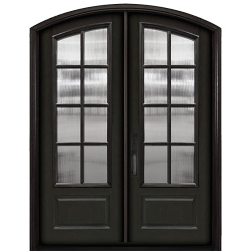 3/4 DBL 8-Lite SDL Arch Top | Pre-hung 3/4 8-Lite Arch Top SDL Fiberglass Double Entry Doors