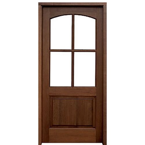 36''x80' Brentwood 4-Lite Mahogany Entry Door with Clear Beveled Low-E Glass