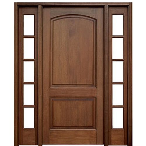 Belle Meade 2-Panel Mahogany Entry Door and Two 5-Lite Sidelites with Clear Beveled Low-E Glass