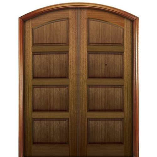 Pair of Solid Mahogany 4 Panel Double Arch Top Doors