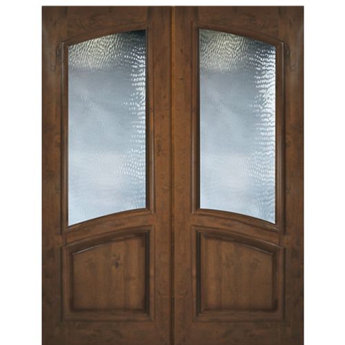 Knotty Alder Square Top Exterior Double Door