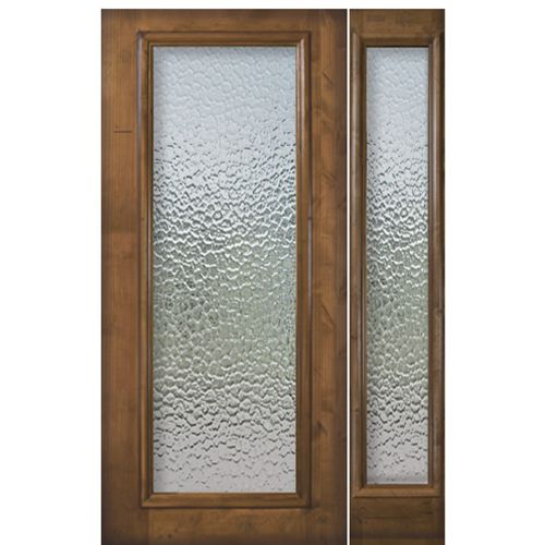 Full Lite Solid Knotty Alder Exterior Door with Matching Sidelite