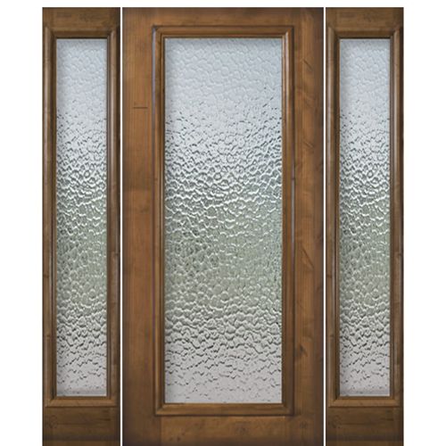 Full Lite Solid Knotty Alder Exterior Door with Matching Sidelites