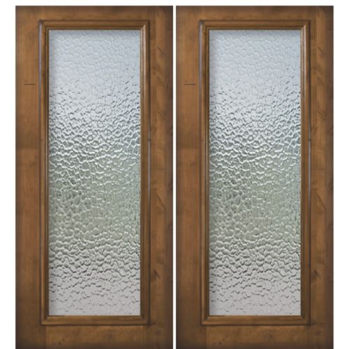 Full Lite Solid Knotty Alder Exterior Double Door