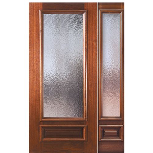 1 Panel Solid Mahogany Exterior Door with a 3/4 Lite with Matching Sidelite