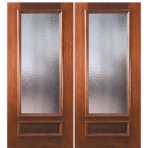 1 Panel Solid Mahogany Exterior Double Door with 3/4 Lites