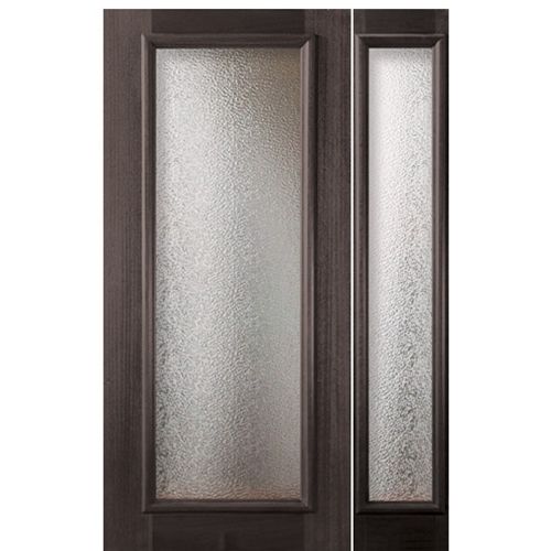 Solid Mahogany Full Lite Glass Entry Door with Matching Sidelite