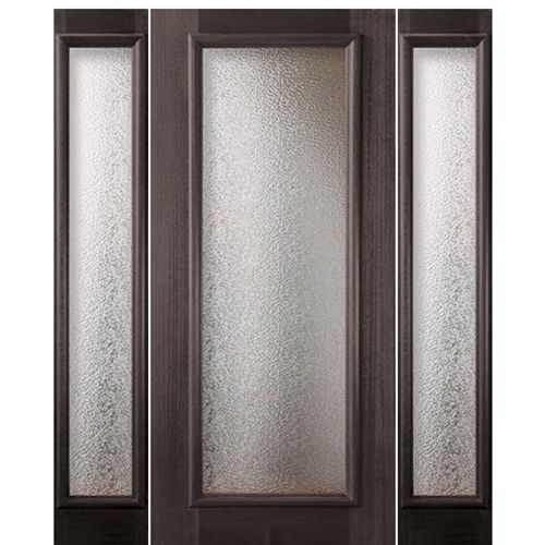 Solid Mahogany Full Lite Glass Entry Door with Matching Sidelites