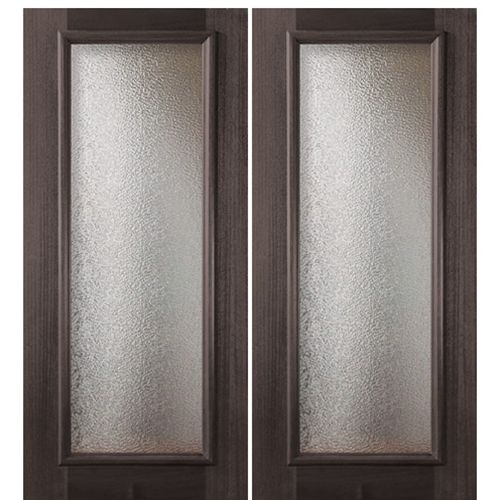 Solid Mahogany Full Lite Glass Entry Double Doors