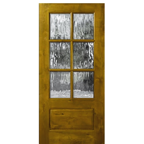 36"x80" 6 Lite 1 Panel Bottom Knotty Alder Exterior Single Door