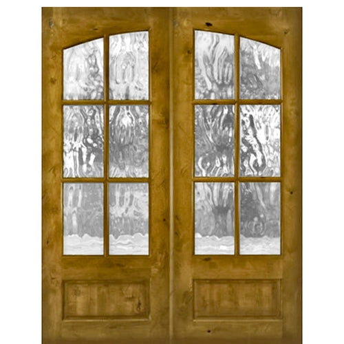 36"x96" 6 Lite 1 Panel Bottom Knotty Alder Exterior Double Doors