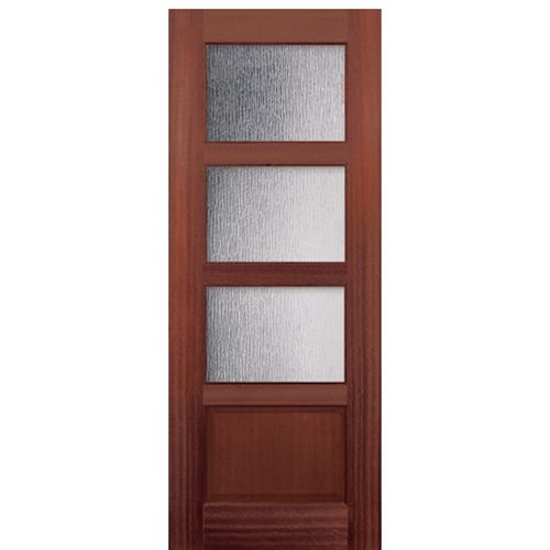 96" Tall 3 Lite 1 Panel Mahogany Entry Door 