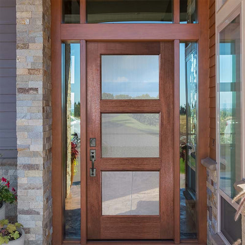 TDL MAH 3 Lite 68 | 80" Tall 3 Lite Mahogany Entry Door