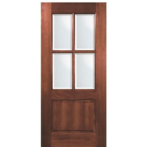 80" Tall 4 Lite 1 Panel Bottom Mahogany Exterior Door