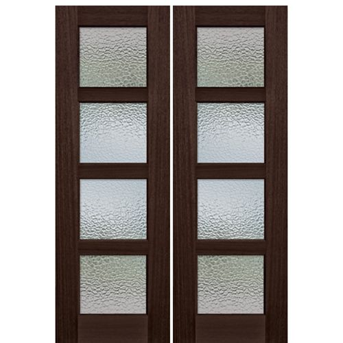 Pair of 96" Tall 4 Lite Mahogany Entry Double Doors