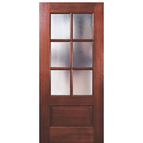 80" Tall 6 Lite 1 Panel Bottom Mahogany Exterior Single Door