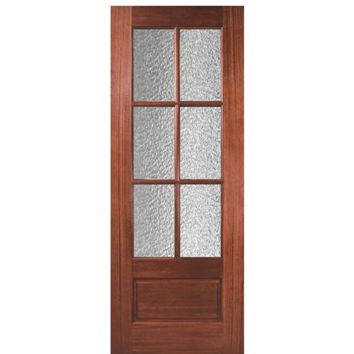 96" Tall 6 Lite 1 Panel Bottom Mahogany Exterior Single Door