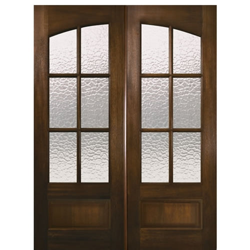 6 Lite 1 Panel Bottom Mahogany Exterior Double Doors