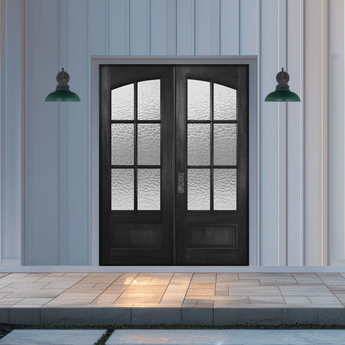 TDL Arch Lite MAH 6 Lite Double 80 | 6 Lite 1 Panel Bottom Mahogany Exterior Double Doors