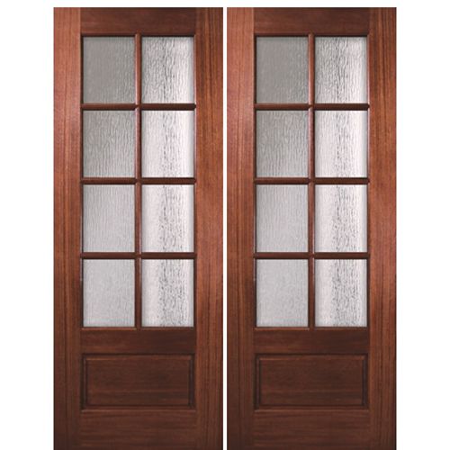 Pair of 96" Tall 8 Lite Mahogany Entry Double Doors