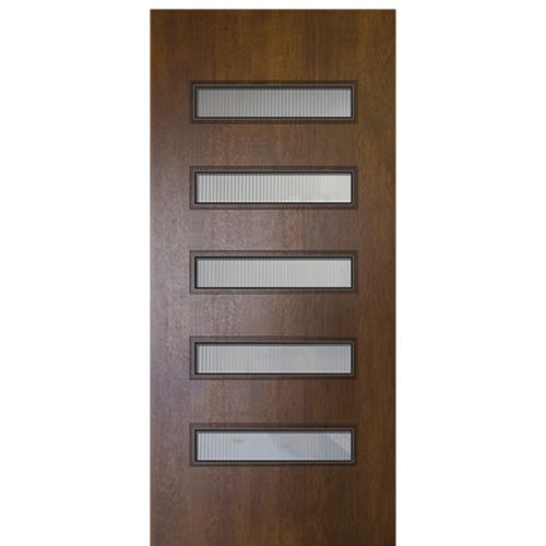 80" Tall Modern Mahogany Exterior Door with 5 Lites