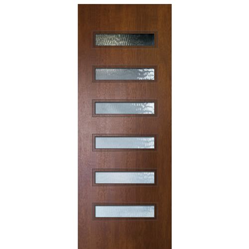 96" Tall Mahogany Contemporary Entry Door with 6 Lites