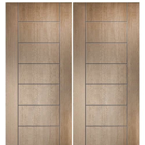 Pair of 80" Tall Modern Mahogany Flush Exterior Doors