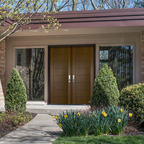 Brentwood 68-2 | Pair of 80" Tall Modern Mahogany Flush Exterior Doors