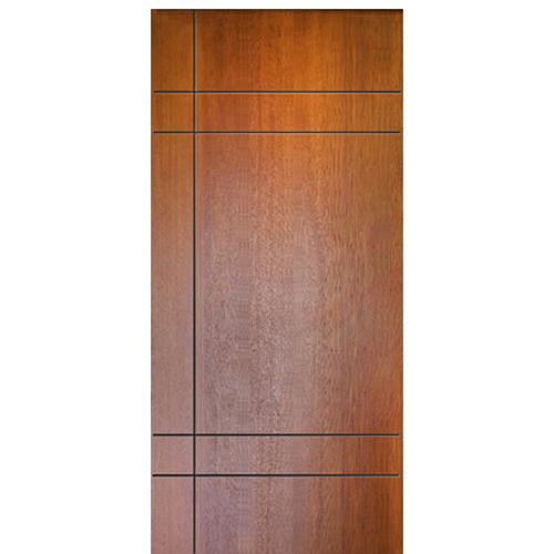 80" Tall Modern Mahogany Flush Entry Door with 2 Sets of Horizontal Grooves